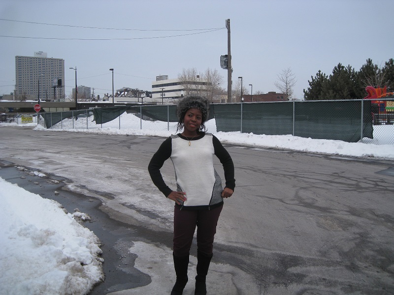 Enjoying some snowy weather at Detroit, USA